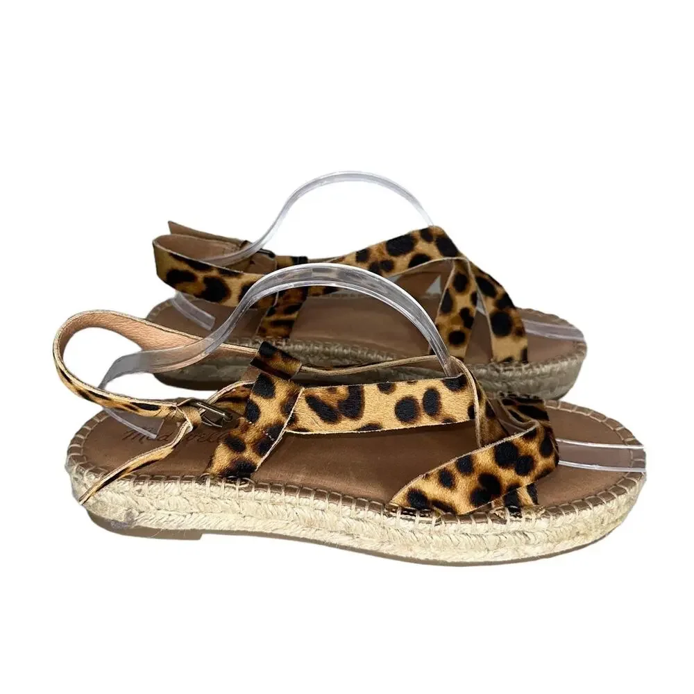 NWOB Madewell The Malia Espadrille Platform Calf Hair Leather Sandals Size 10 - Picture 4 of 11